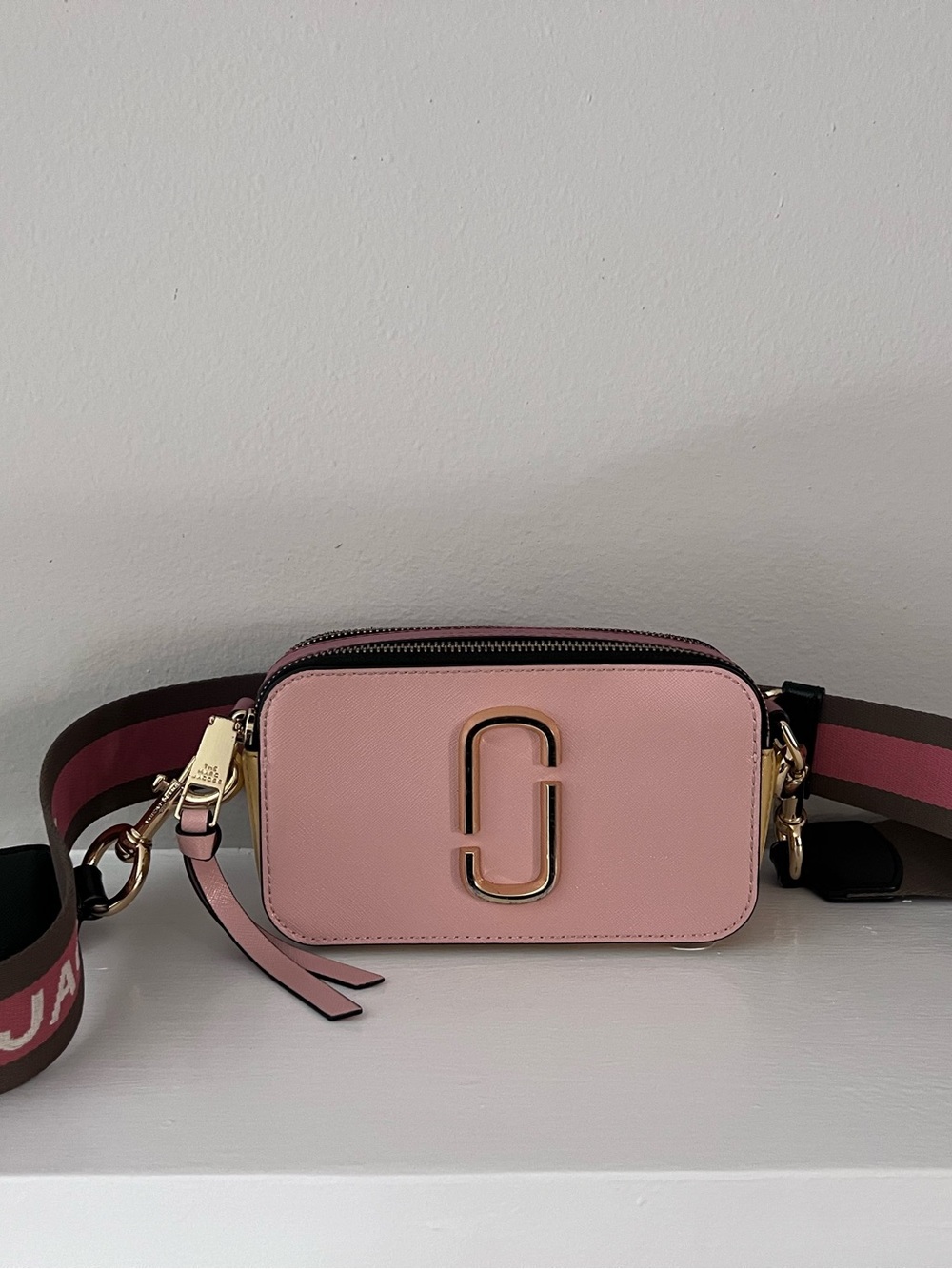 Marc Jacobs Pink Snapshot Camera Bag with Branded Strap